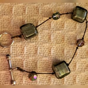 Rectangle Stone and Crystal Bead Bracelet